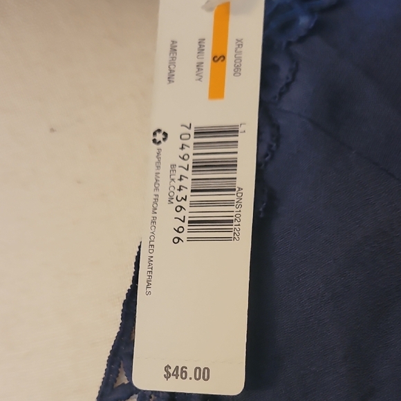 New Directions Blue Tunic with Embellished Neckline and 3/4 Bell Sleeves - Picture 3 of 6